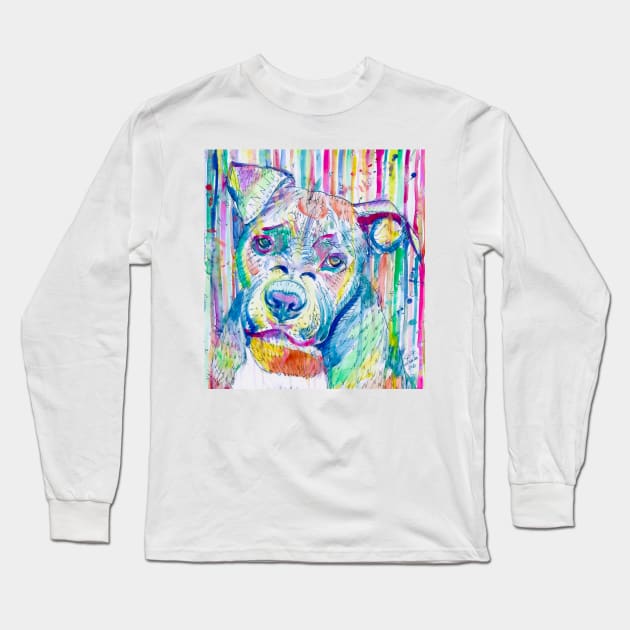 PIT BULL Watercolor portrait .7 Long Sleeve T-Shirt by lautir